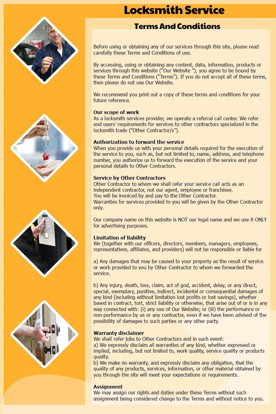 Dallas Emergency Lock And Locksmith, Dallas, TX 469-802-3695 - Terms